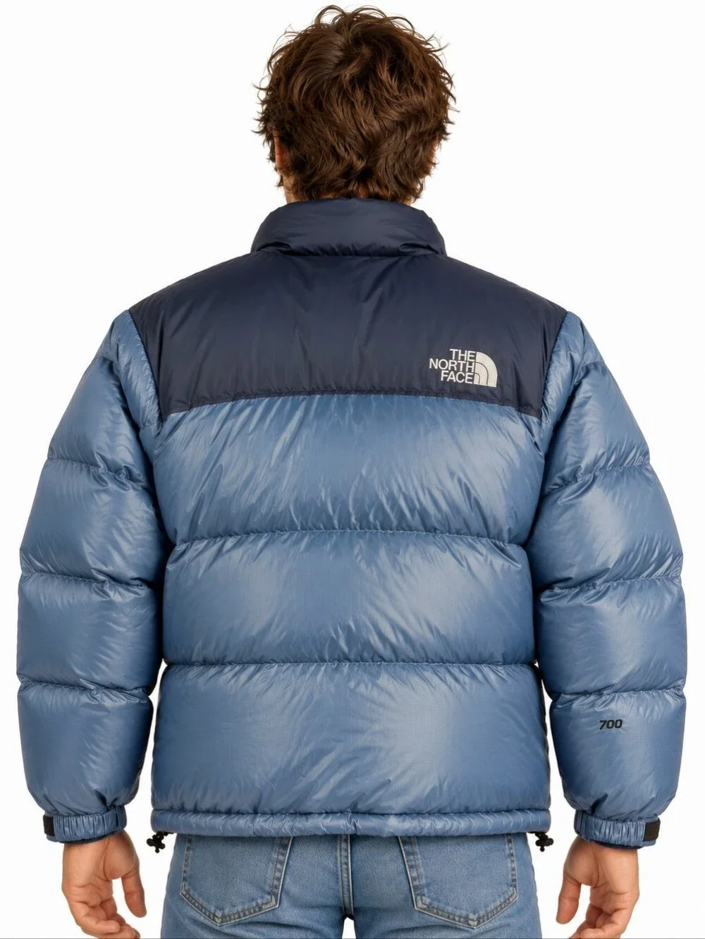 The North Face Nuptse 700 Fill Down Puffer Jacket Blue Black Men's Large EUC